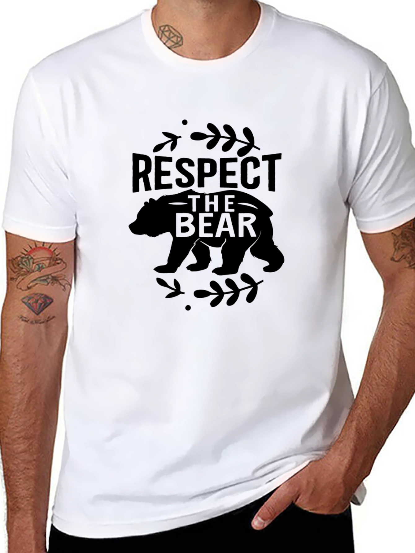 Respect the Bear Black Graphic T-Shirt