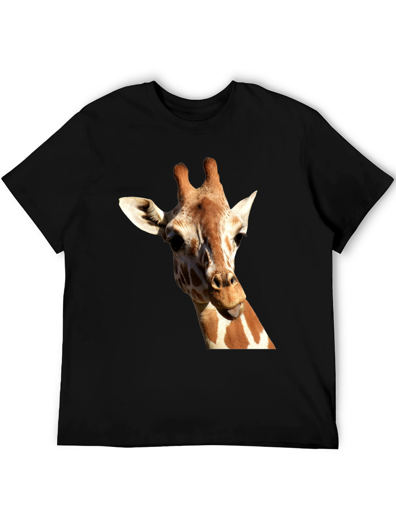 Giraffe Graphic Tee - Black Cotton Casual T-Shirt