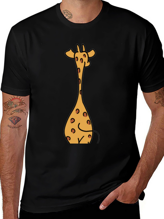 Giraffe Cartoon Graphic Tee - Casual Style