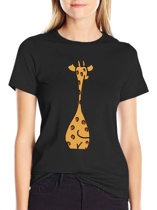 Giraffe Cartoon Graphic Tee - Casual Style