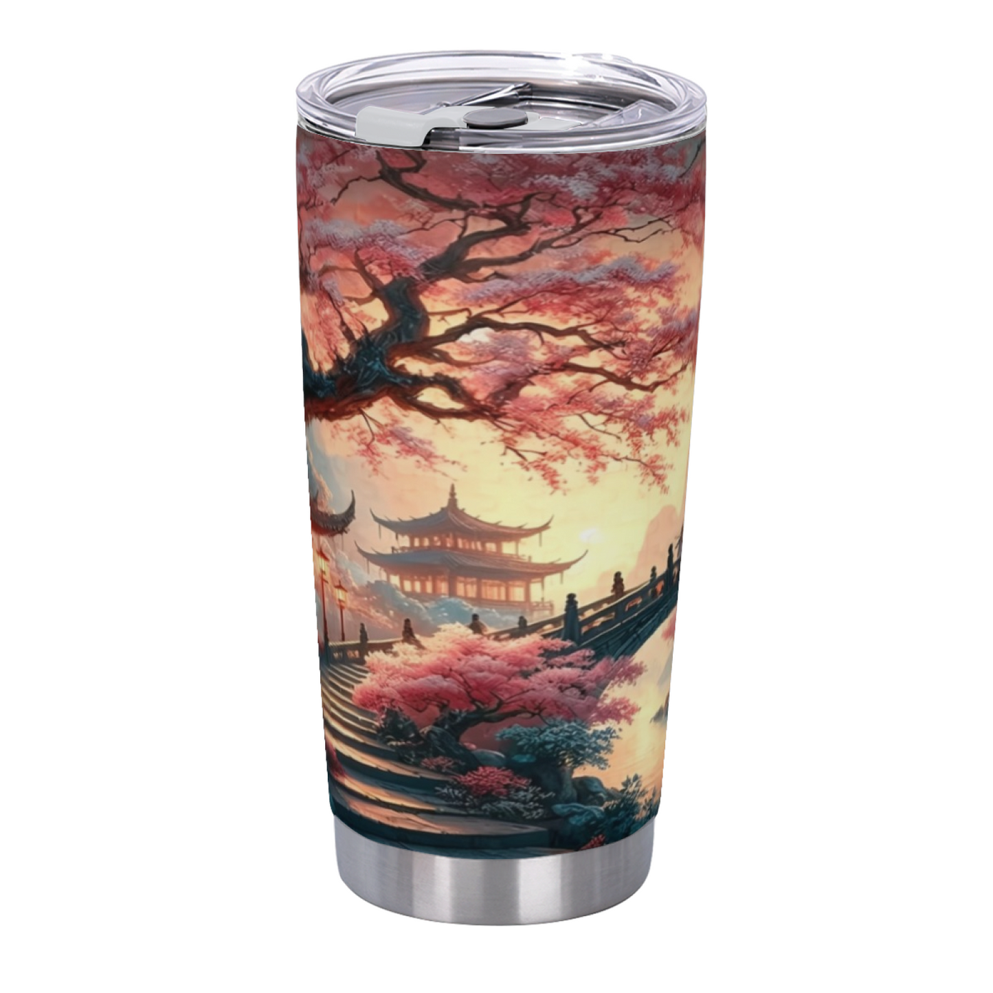 Cozy Vintage Floral Tea Table Red Geranium Still Life 20oz Tumbler