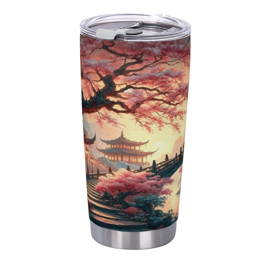 Cozy Vintage Floral Tea Table Red Geranium Still Life 20oz Tumbler