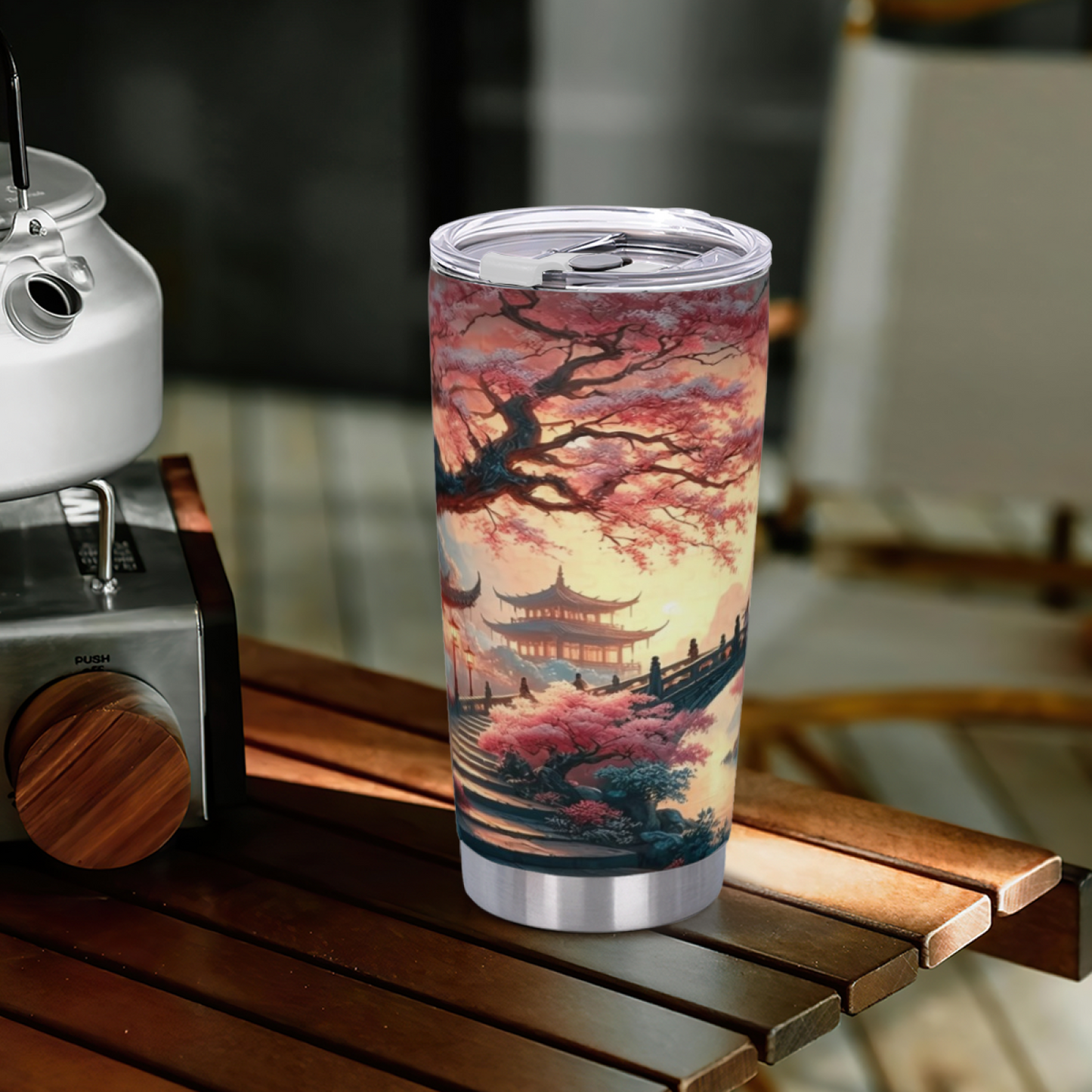 Cozy Vintage Floral Tea Table Red Geranium Still Life 20oz Tumbler