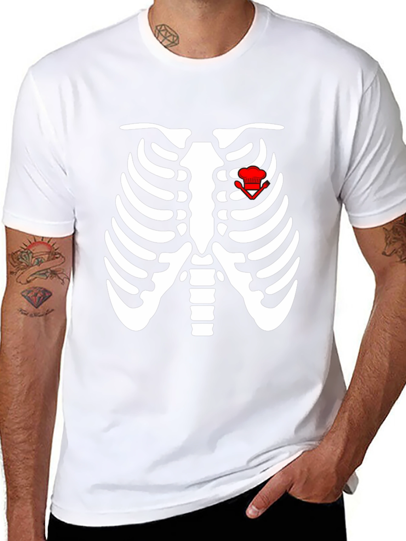 Chef Skeleton Rib Cage Graphic T-Shirt