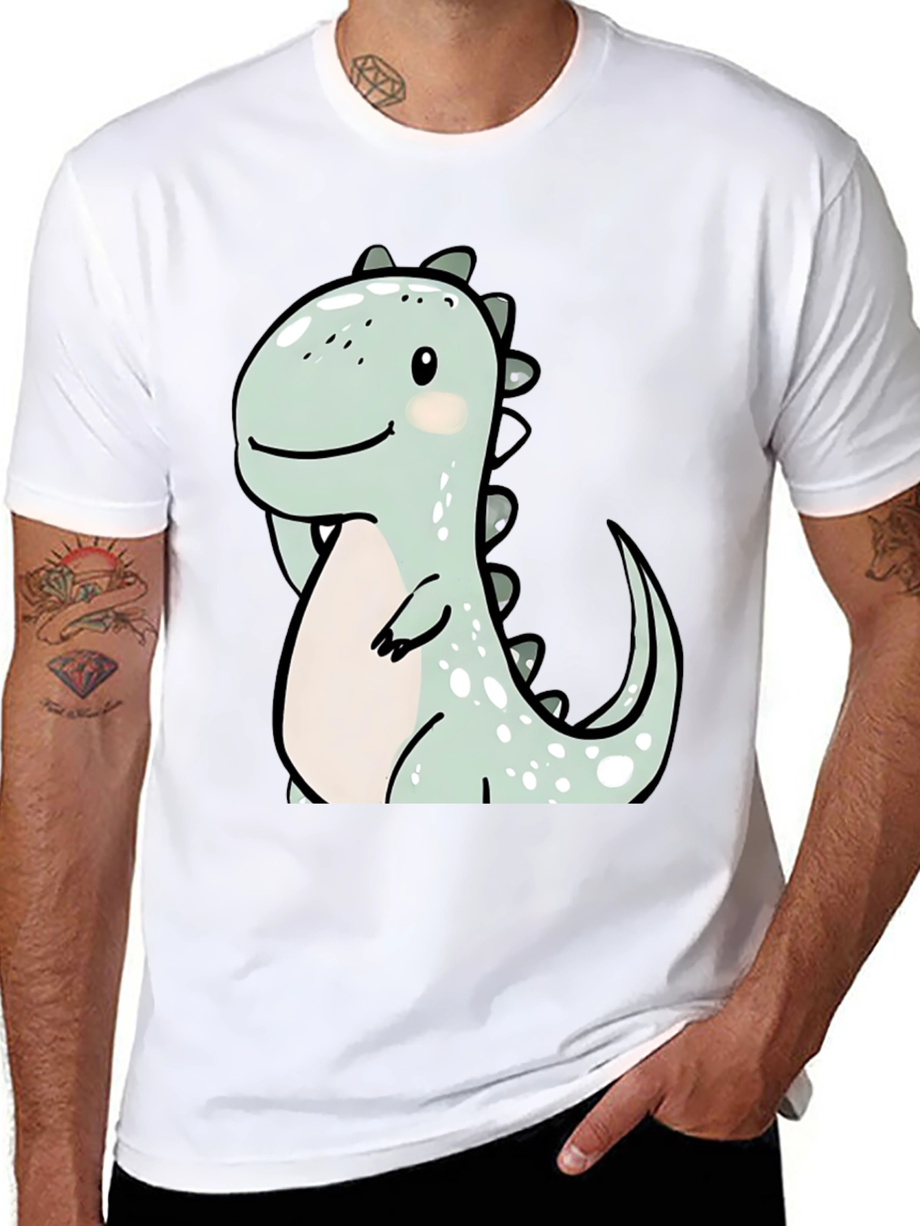 Cute Cartoon Dinosaur Graphic Tee