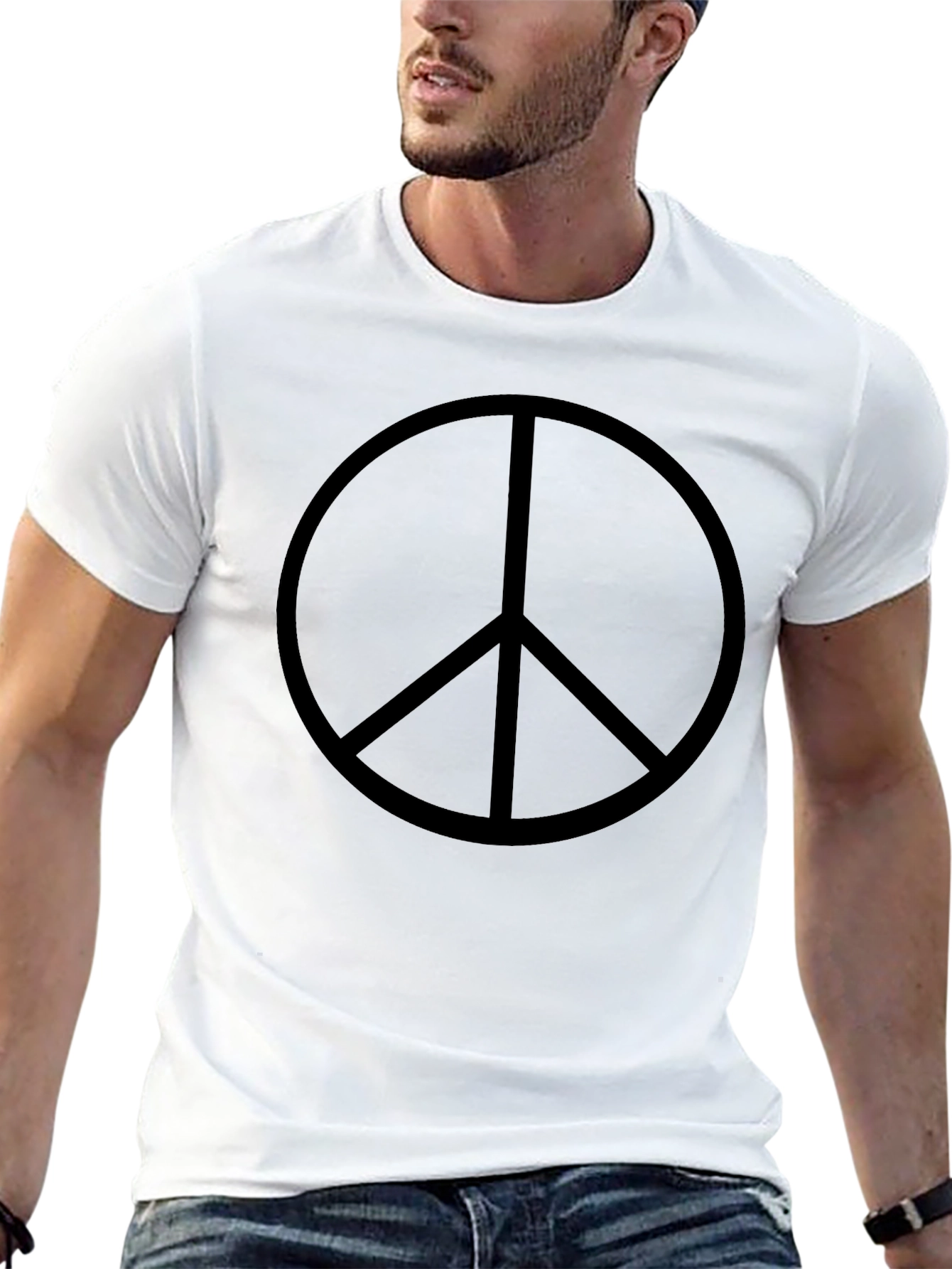 Black Peace Sign Graphic T-Shirt - Casual Menswear