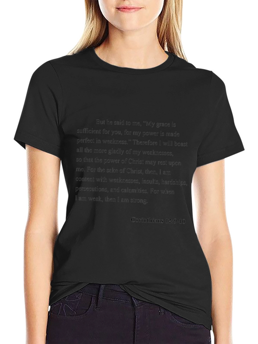 Faith-Based Black Tee - Corinthians 12:9-10
