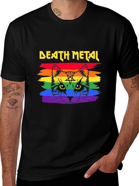 Death Metal Cat Rainbow T-Shirt
