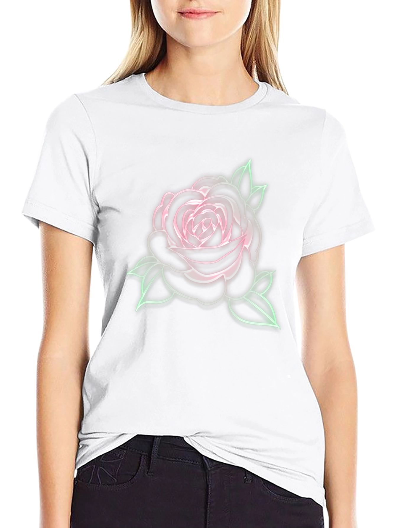 Neon Rose Graphic T-Shirt - Stylish Casual Wear