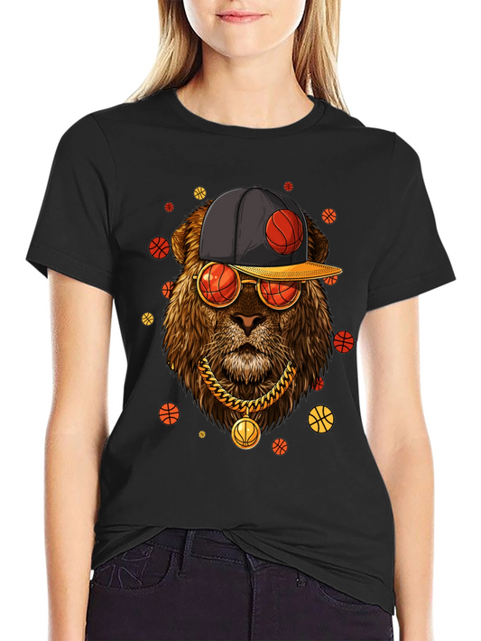 Lion with Basketball Hat & Glasses T-Shirt