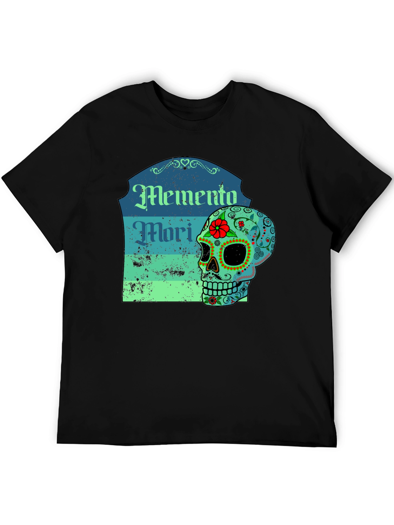 Memento Mori Sugar Skull Graphic Tee - Black