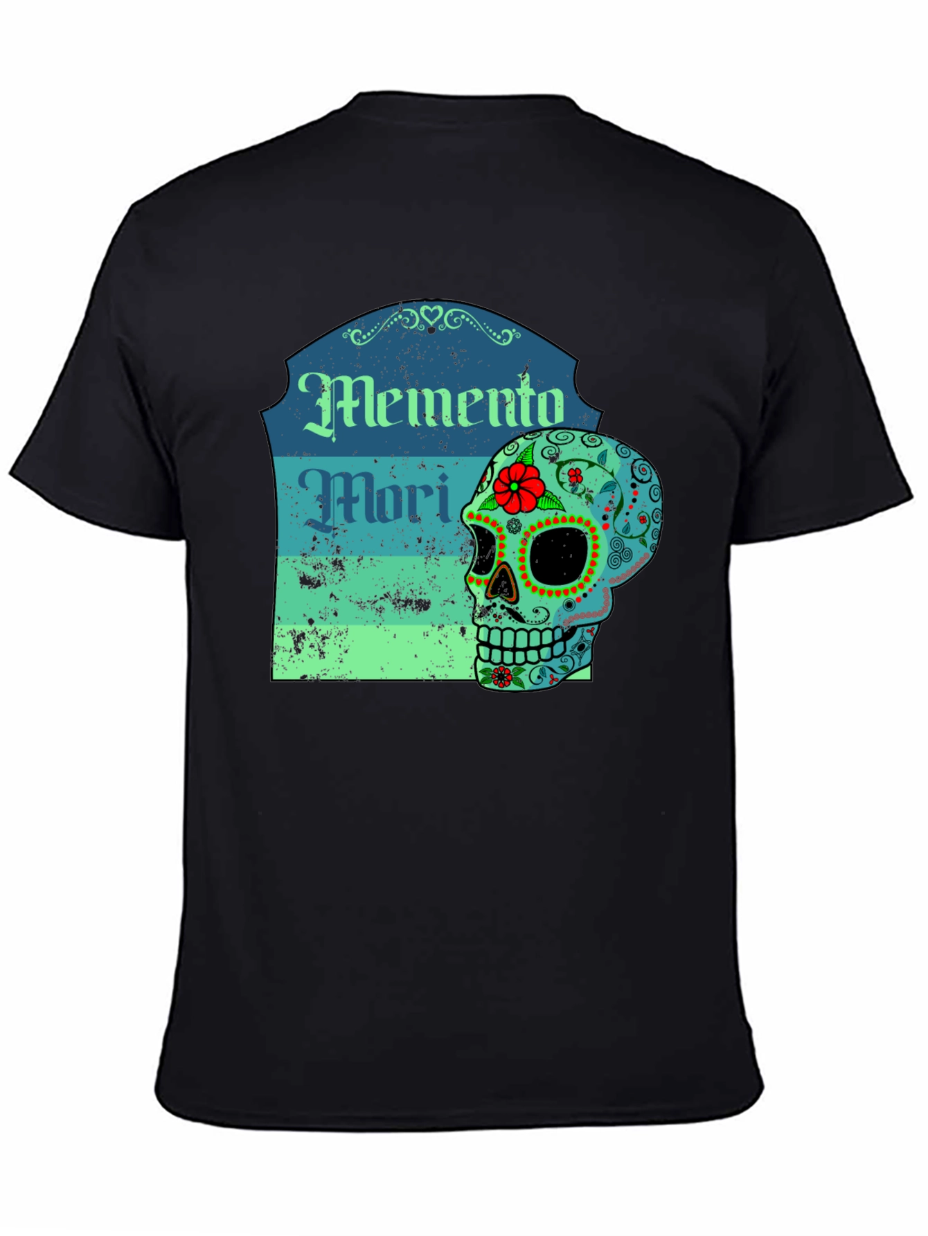 Memento Mori Sugar Skull Graphic Tee - Black