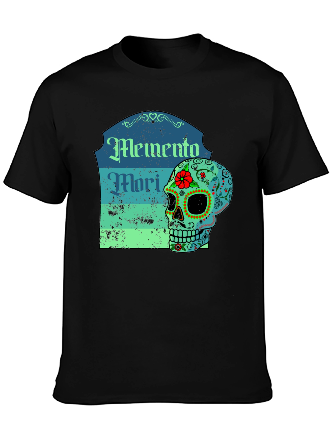 Memento Mori Sugar Skull Graphic Tee - Black