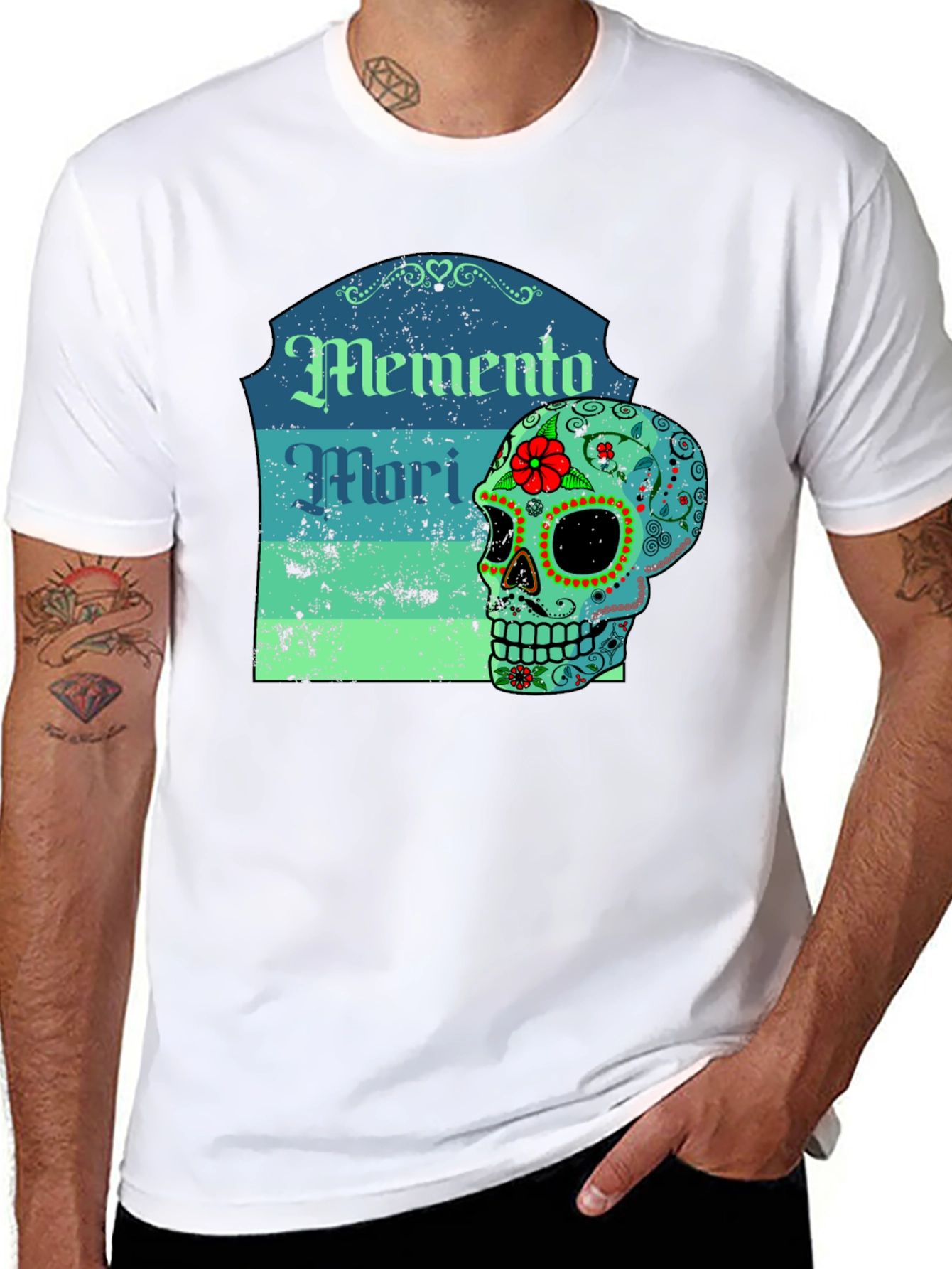 Memento Mori Sugar Skull Graphic Tee - Black