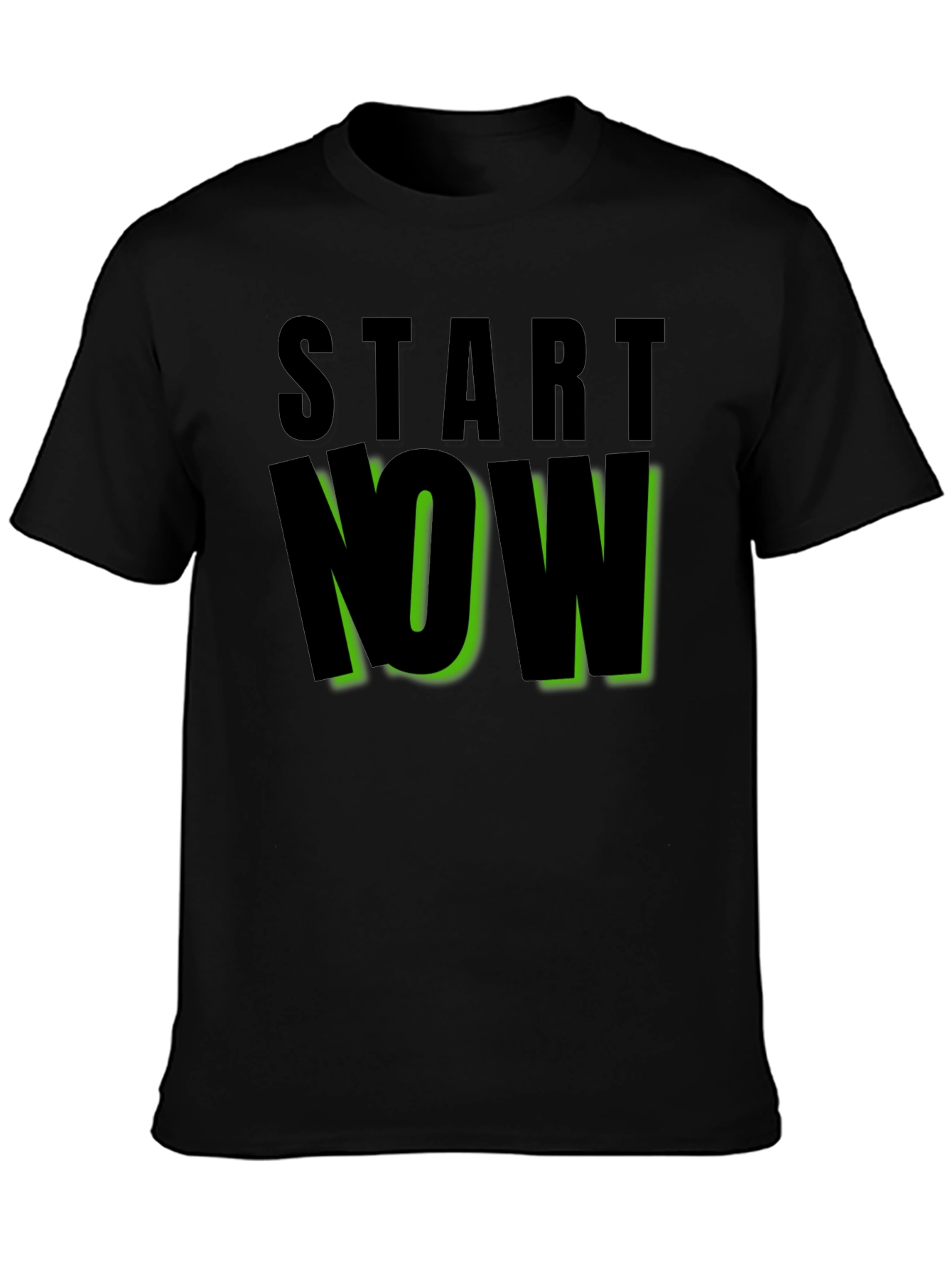 Start Now Black Graphic Tee - Motivational Design