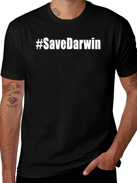 #SaveDarwin Black Graphic Tee - Mens Short Sleeve Crew Neck T-Shirt