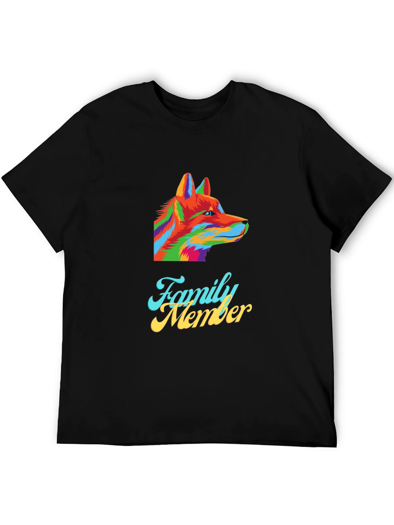 Family Member Wolf Graphic Tee - Mens Black T-Shirt