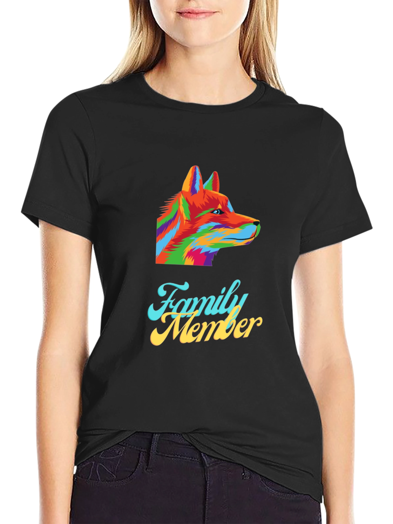 Family Member Wolf Graphic Tee - Mens Black T-Shirt