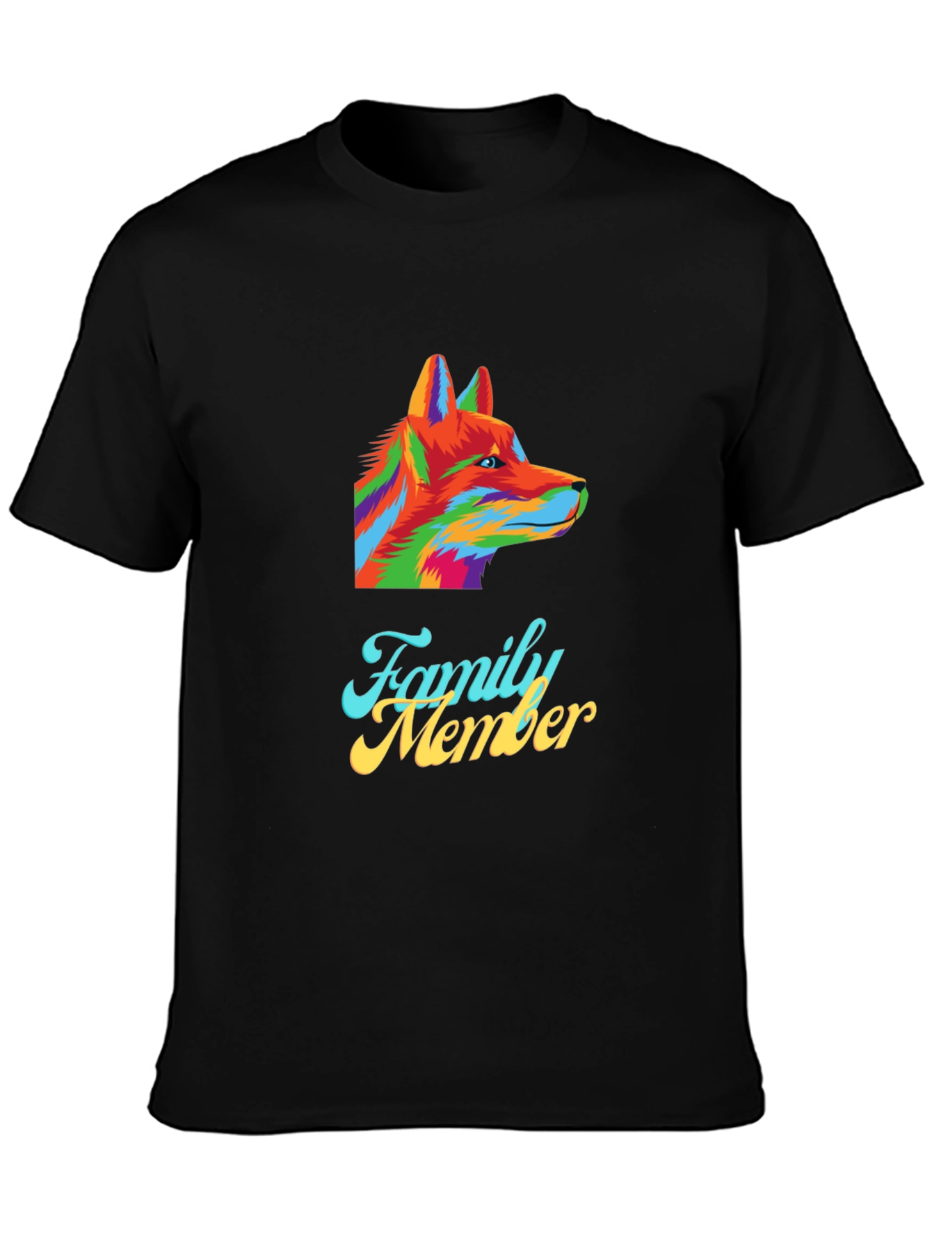 Family Member Wolf Graphic Tee - Mens Black T-Shirt