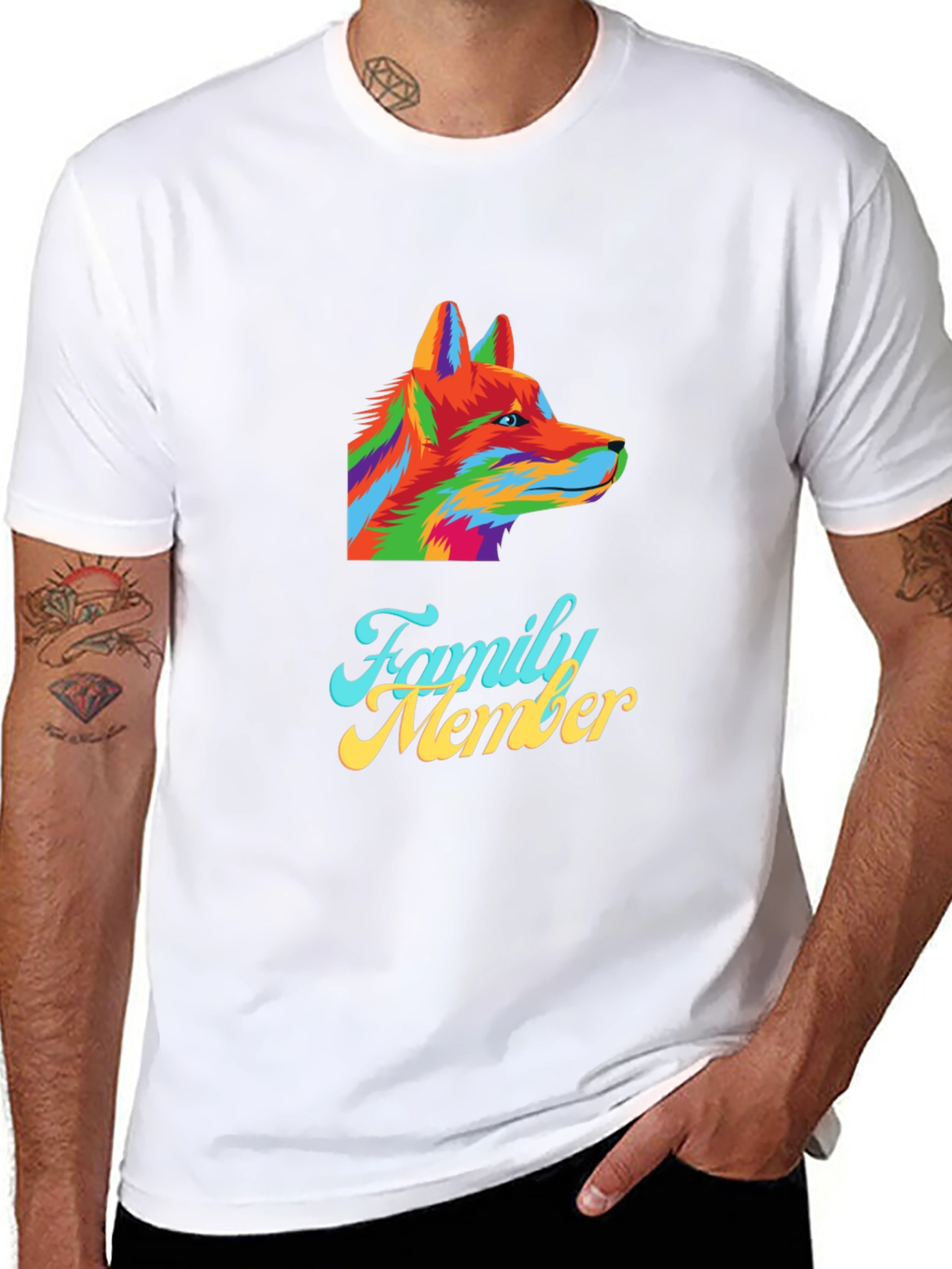Family Member Wolf Graphic Tee - Mens Black T-Shirt