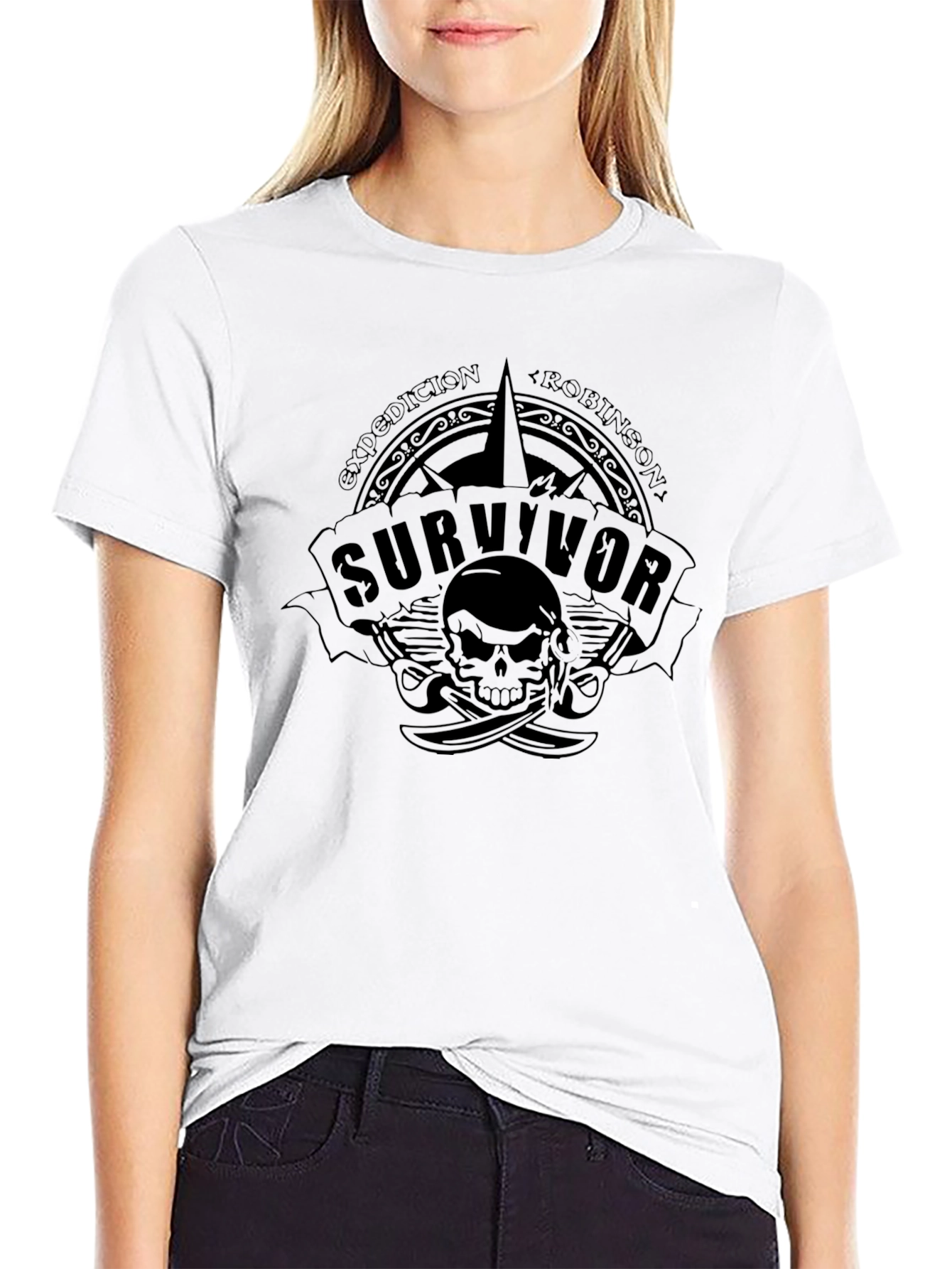 Survivor Skull Graphic Tee - Expedition Robinson Shirt