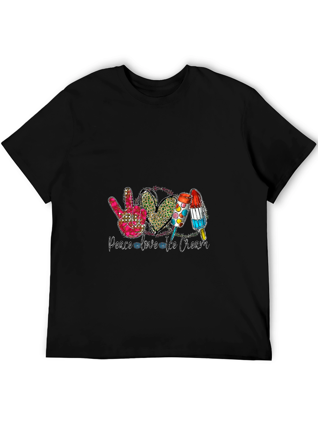 Peace Love Ice Cream Black T-Shirt