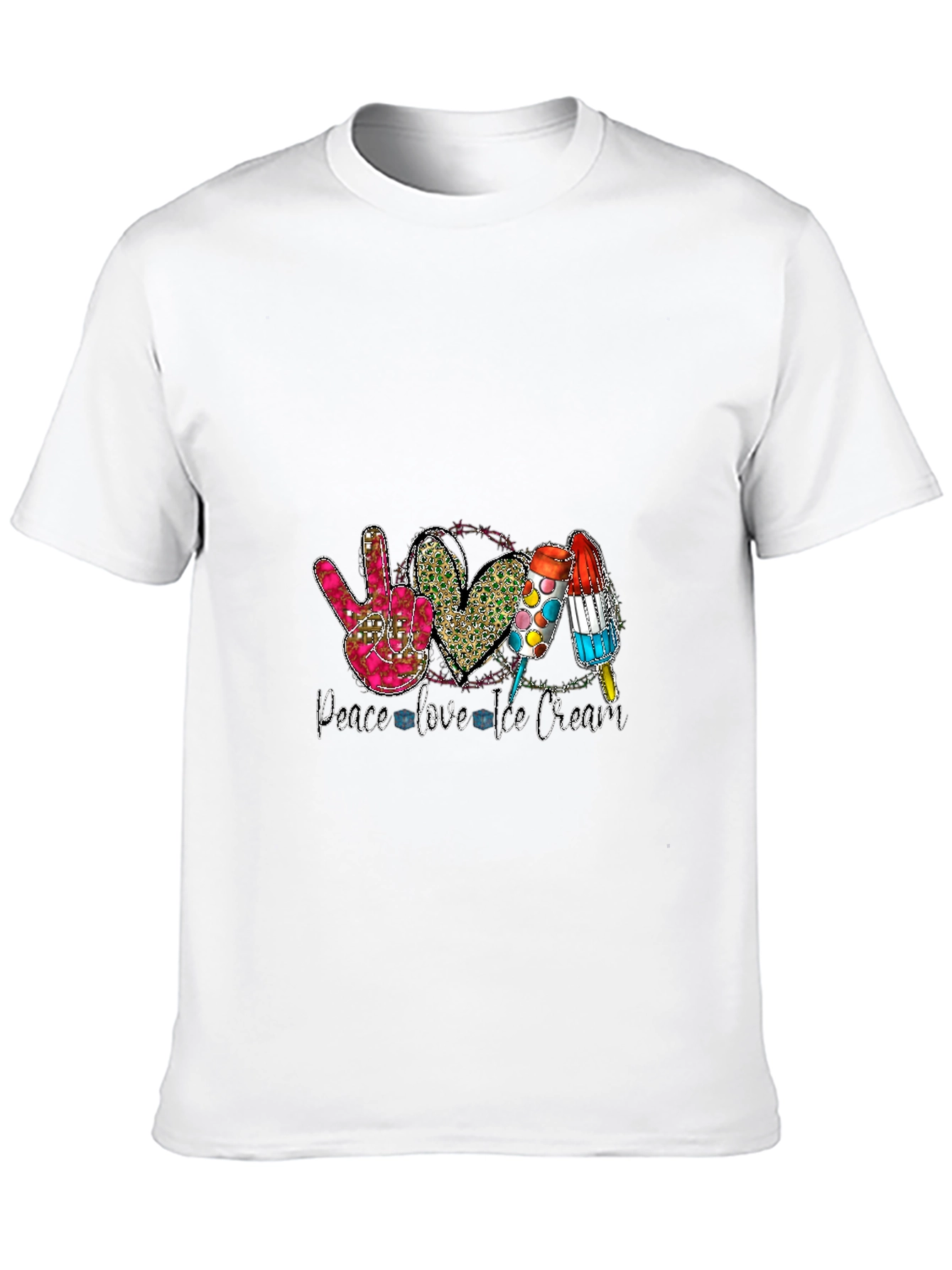 Peace Love Ice Cream Black T-Shirt
