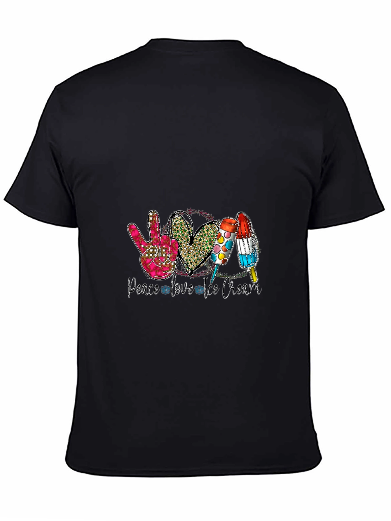 Peace Love Ice Cream Black T-Shirt
