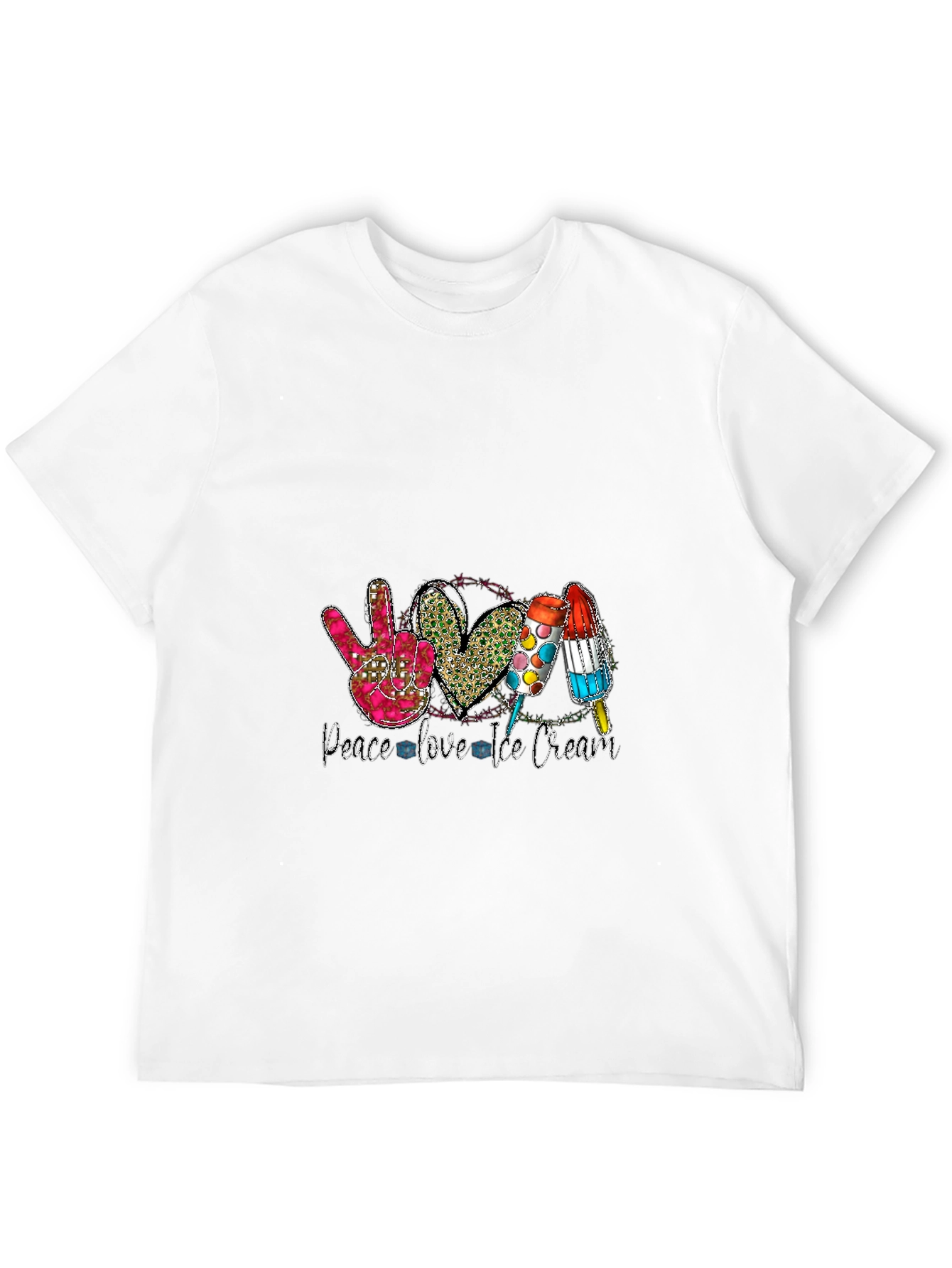 Peace Love Ice Cream Black T-Shirt