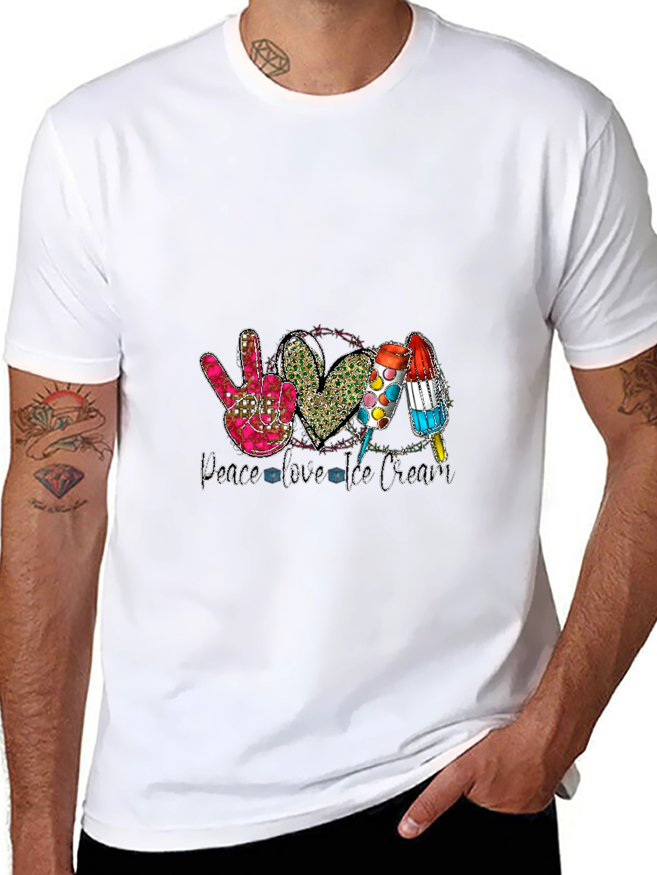 Peace Love Ice Cream Black T-Shirt