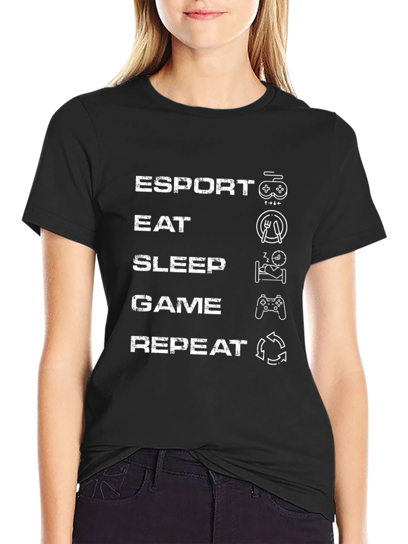 Esport Eat Sleep Game Repeat Black T-Shirt