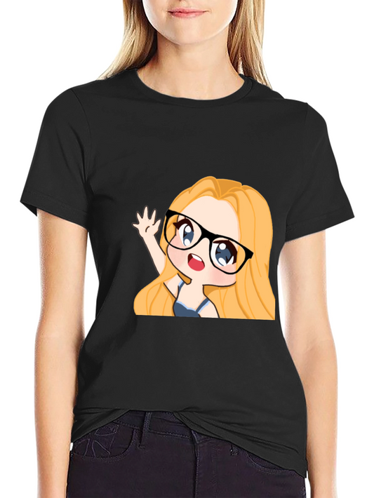 Anime Girl Graphic Tee - Black Cotton Casual T-Shirt