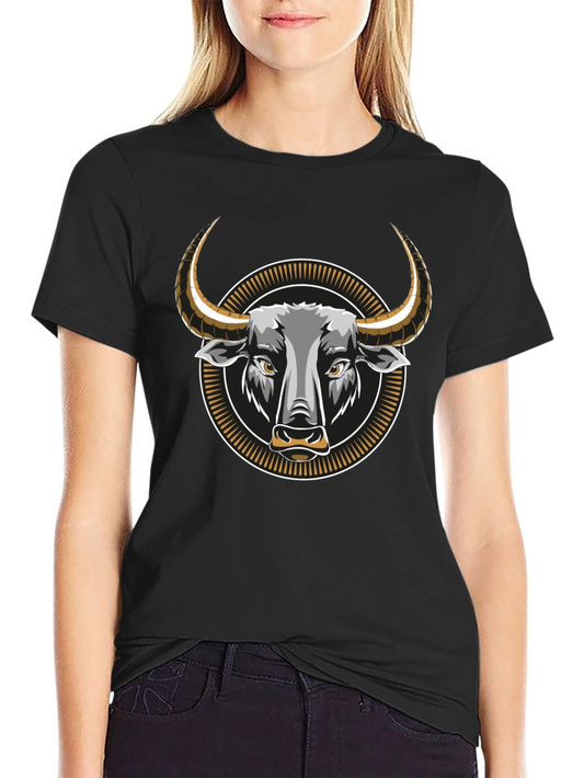Bull Graphic Tee - Black Cotton Blend T-Shirt