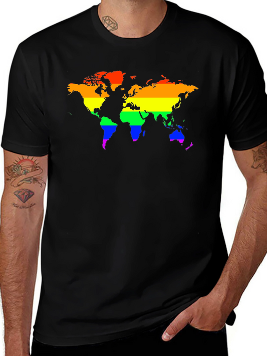 LGBTQ+ Rainbow World Map Graphic T-Shirt
