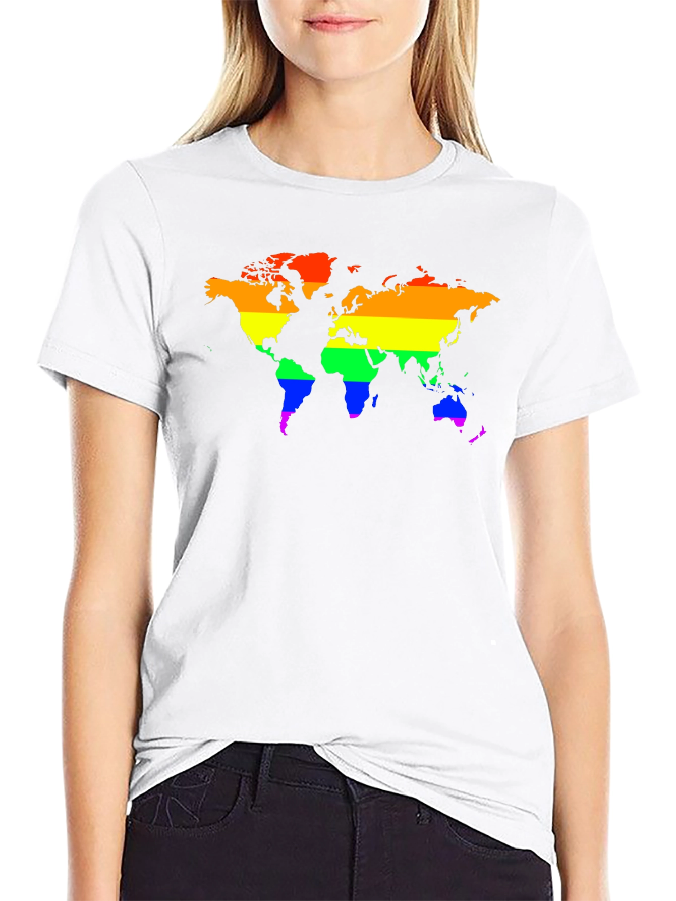 LGBTQ+ Rainbow World Map Graphic T-Shirt