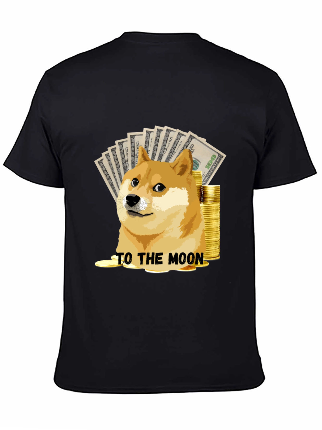 Dogecoin To The Moon Black T-Shirt