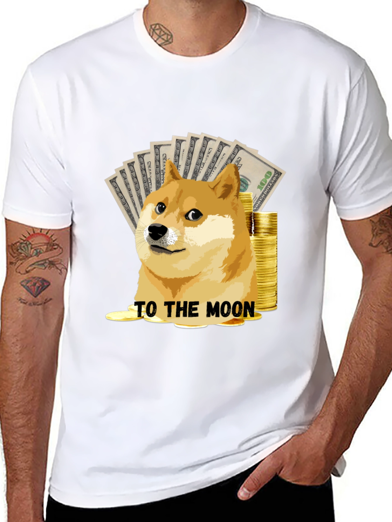 Dogecoin To The Moon Black T-Shirt