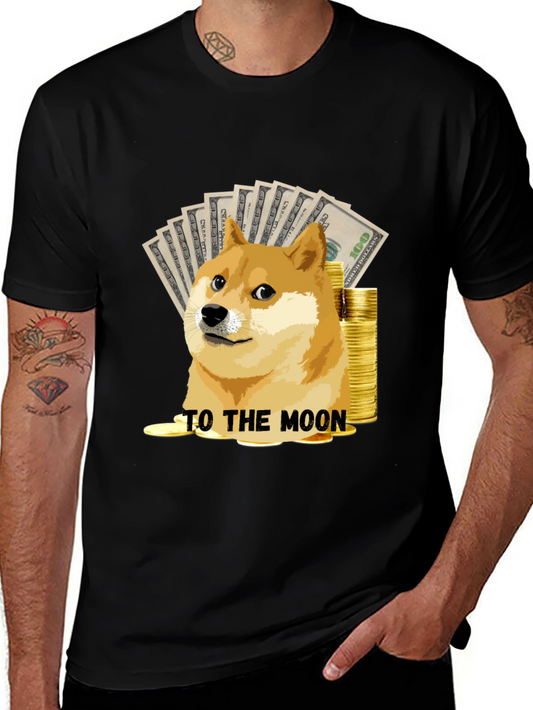 Dogecoin To The Moon Black T-Shirt
