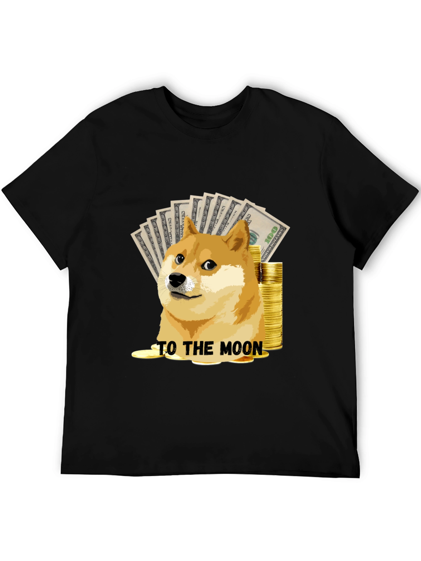 Dogecoin To The Moon Black T-Shirt