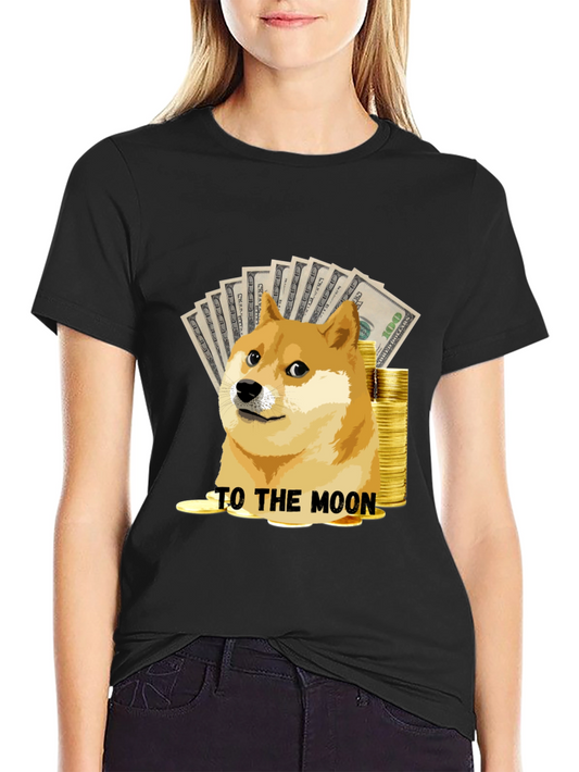 Dogecoin To The Moon Black T-Shirt