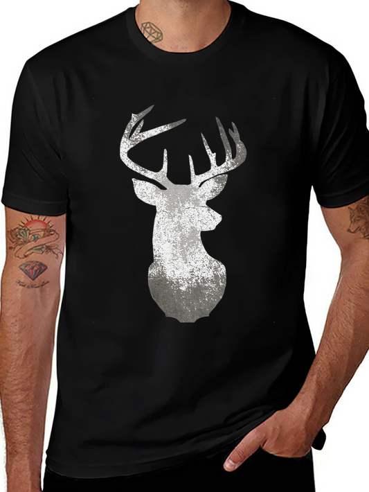 Deer Graphic T-Shirt - Distressed Print