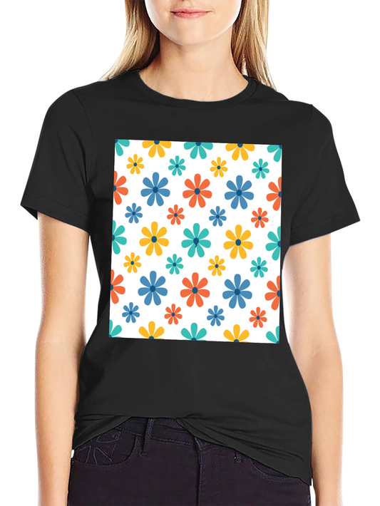 Floral Patterned Black T-Shirt