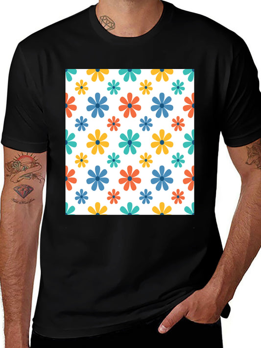 Floral Patterned Black T-Shirt