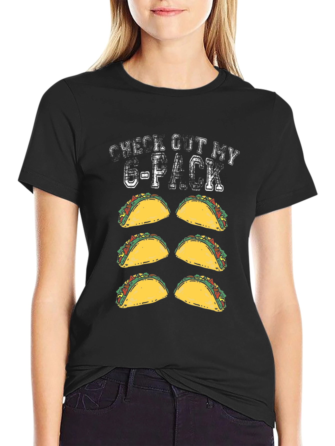 Check Out My 6-Pack Taco T-Shirt Funny Novelty Tee