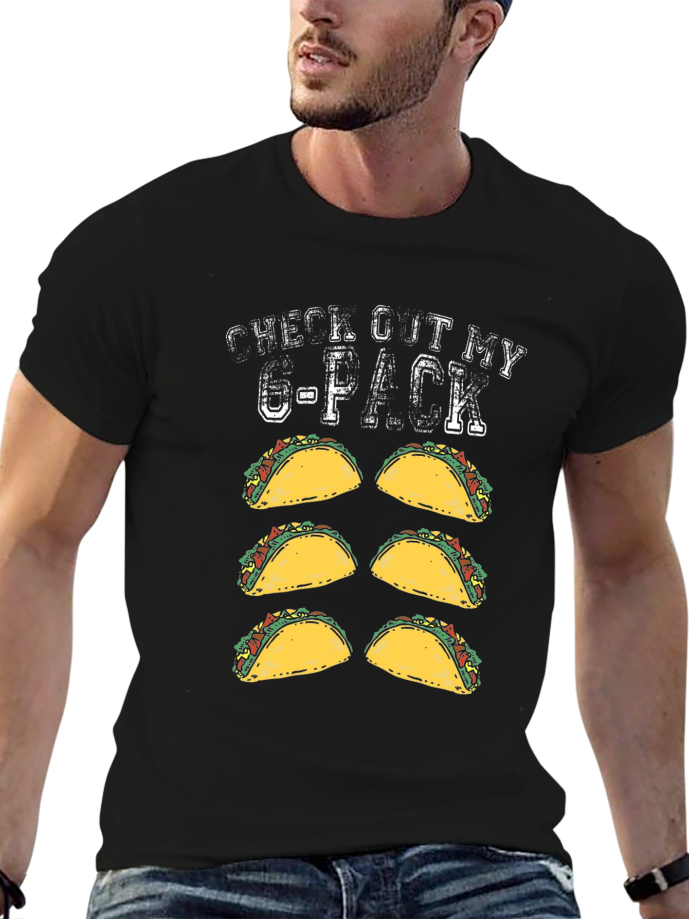 Check Out My 6-Pack Taco T-Shirt Funny Novelty Tee