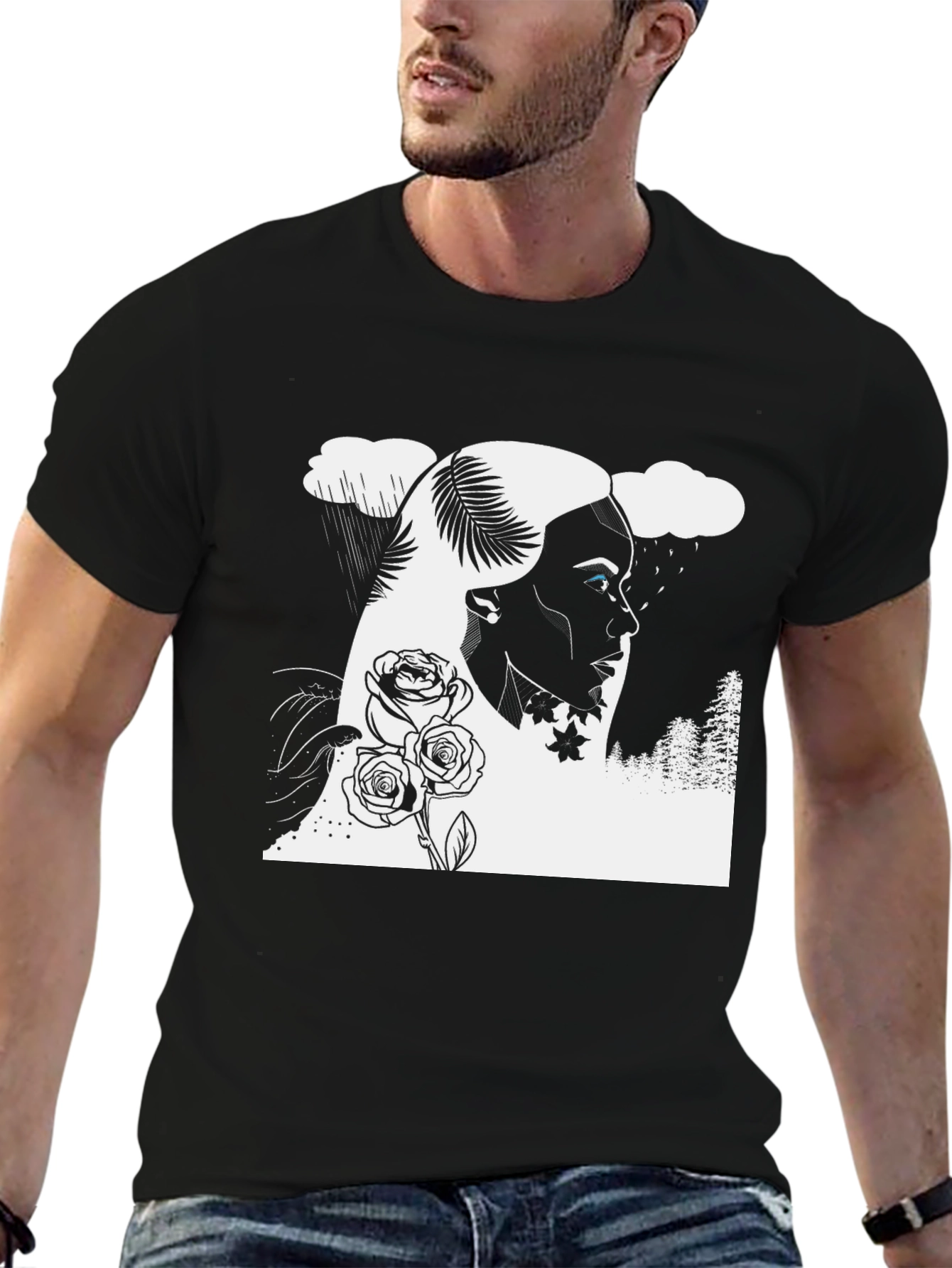 Black Graphic Tee: Lady of the Rain T-Shirt