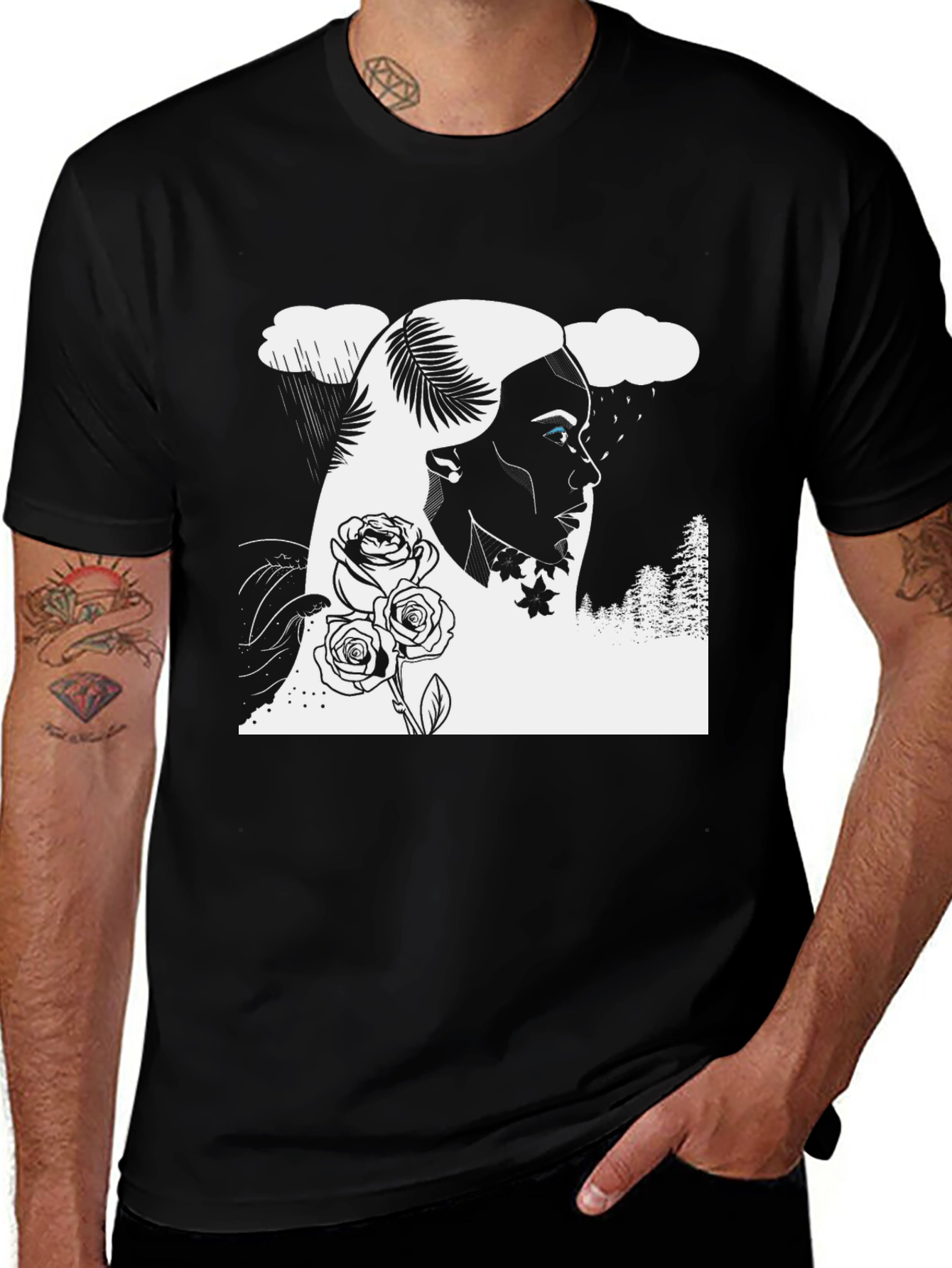 Black Graphic Tee: Lady of the Rain T-Shirt