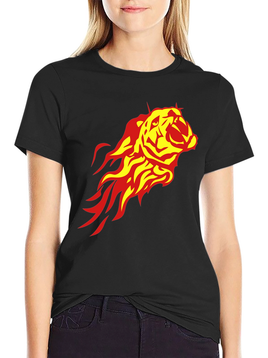 Fiery Tiger Graphic Tee - Black Casual Shirt