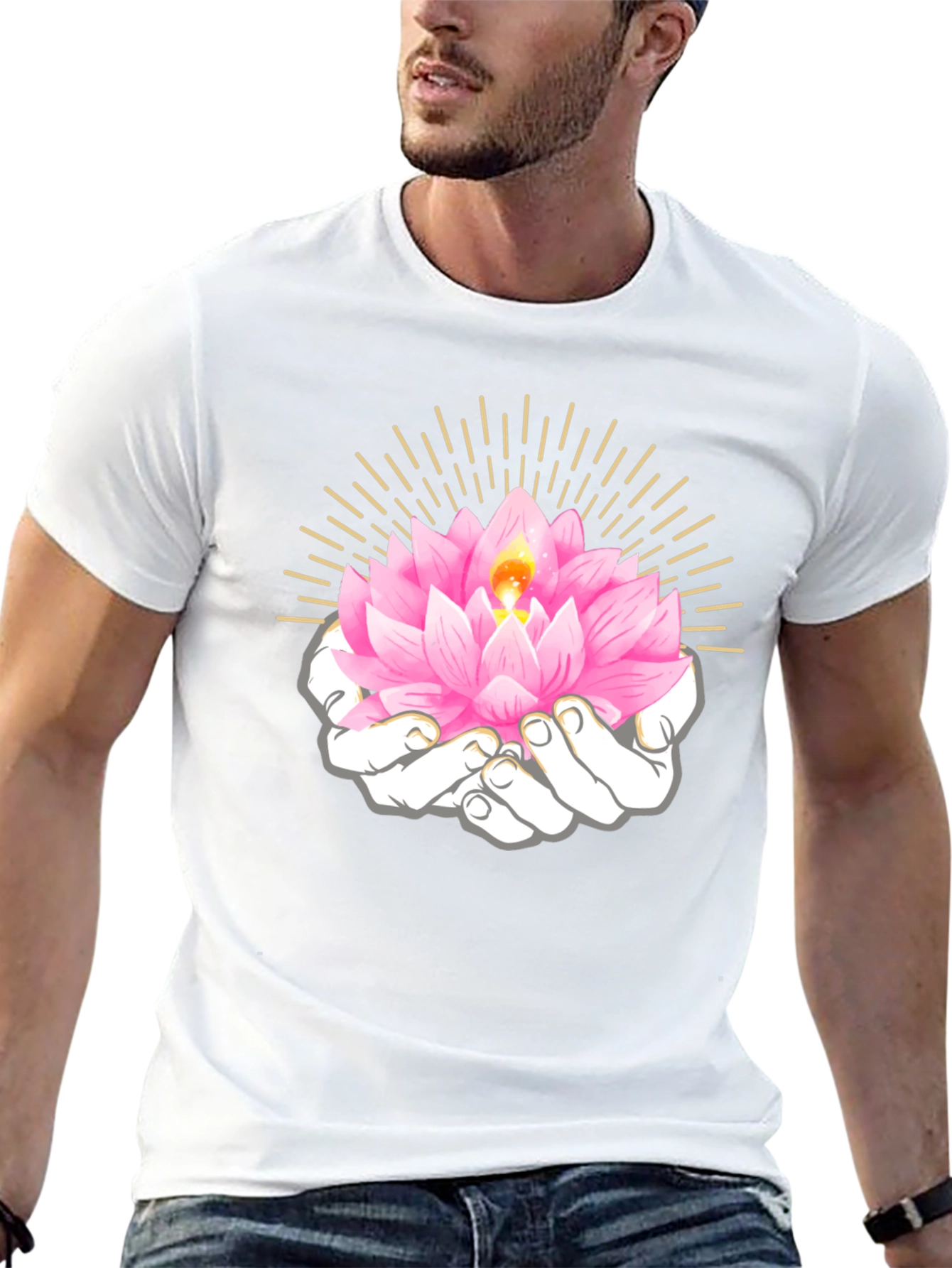 Lotus Hands Graphic Tee - Spiritual Shirt