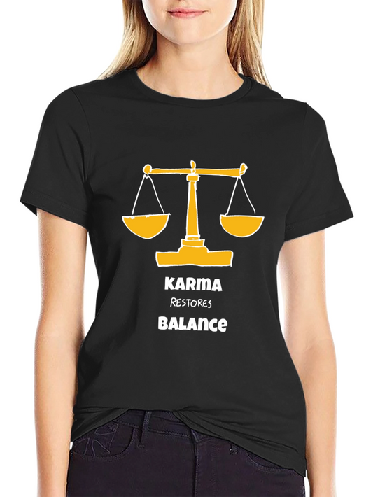 Karma Restores Balance Black Graphic T-Shirt